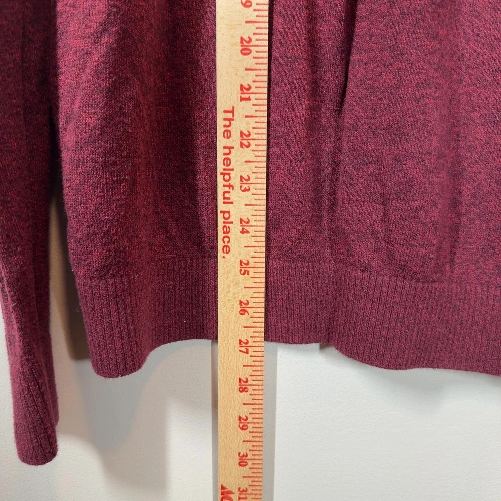 Hollister‎ Mens V-Neck Sweater Size M Maroon Burgundy Marl Knit Logo Stretchy